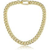 GoldChic JEWELRY Chunky Cuban Link for Women,Statement Curb Chain Necklace for Her,Thick Trendy 14K Gold Choker,Hip Hop Miami Cuban Chain Jewelry Gifts,13/16/23mm Width,16/18/20/22" Length