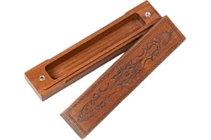 Poludie Wooden DND Dice Box, Dice Holder Case with Felt Lined Magnetic Lid for D&D Tabletop Game - Acacia (Evil Eye and Dragon-Black)