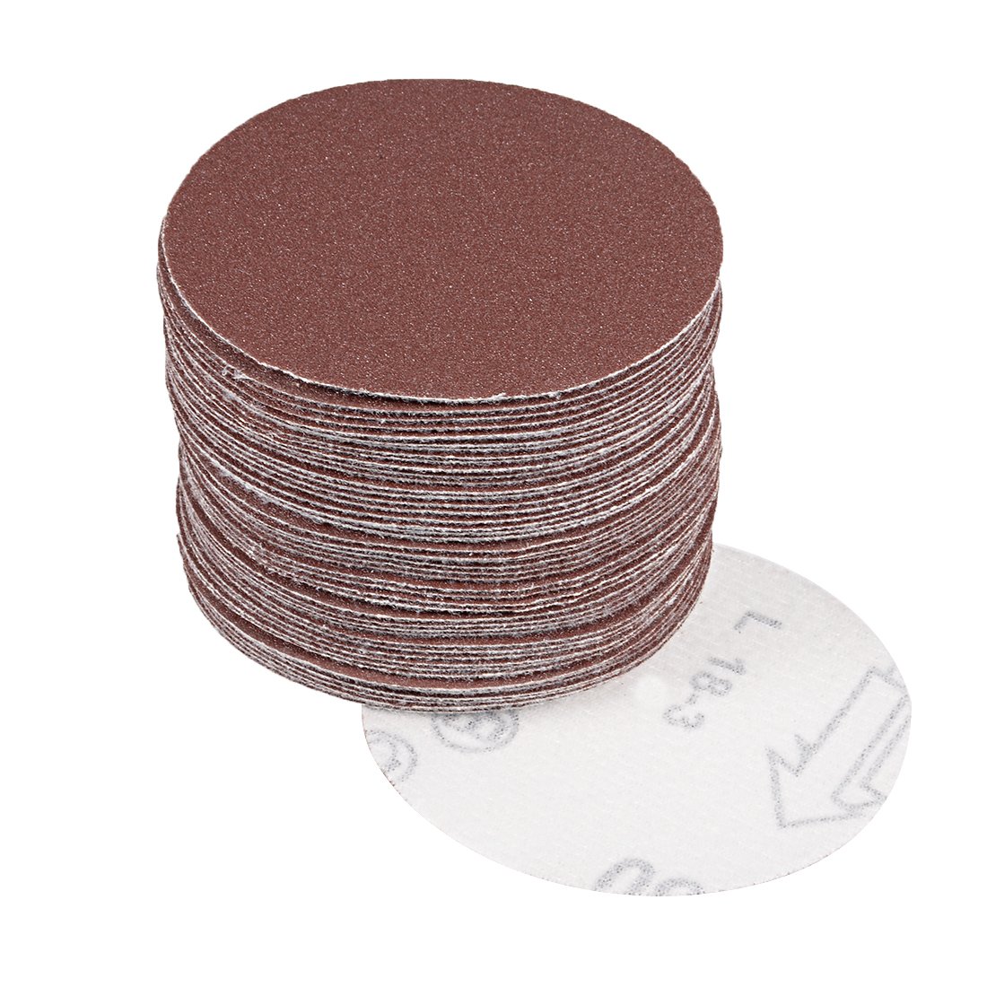 sourcingmap 50Pcs 3 inch Hook and Loop Sanding Disc 150 Grits Flocking Sandpaper for Random Orbit Sander Brown