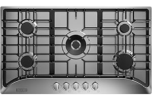 Empava 36 Inch Built-in Gas Cooktop with 5 Sealed SABAF Burners, Stainless Steel Surface, LPG/NG Convertible, Auto Electric Pulse Ignition, Flame Failure Protection