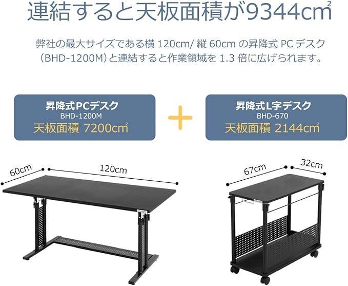 Amazon Co Jp Bauhutte バウヒュッテ 昇降式 L字デスク Cpuワゴン ホワイト 天板32 67cm Bhd 670h Wh ホーム キッチン