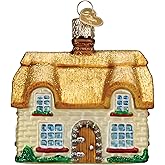 Old World Christmas English Cottage Glass Blown Ornament for Christmas Tree, Handcrafted Holiday Decoration, Cottage Collection