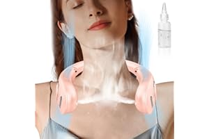FWV Neck Fan with Water Mist Spray,Misting Cooling Personal Fans for Your Neck Go Around that Blow Cold Air,Foldaway Hands Free Devices Mister Fan,Best Gifts for Mother's Day Father's Day Birthday
