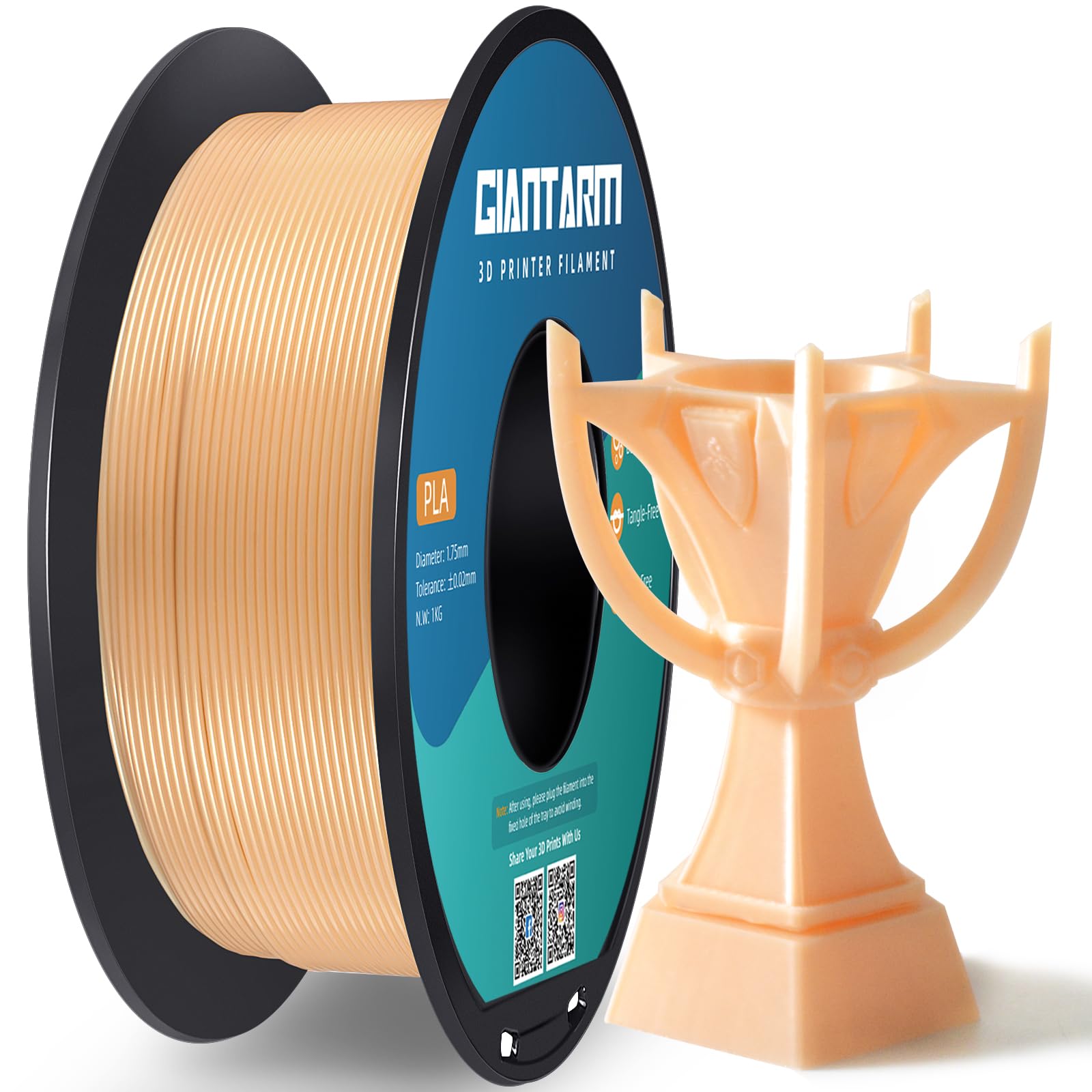 PLA Filament 1.75mm, GIANTARM Classic PLA 3D Printer Filament 1kg Spool (Sand Gold)