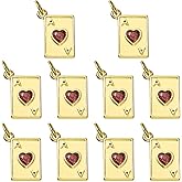 COGCHARGER 10 Pcs Playing Card Charms for Jewelry Making Paper Card Heart Pendants with Jump Ring Brass Poker Charms for Bracelets Earrings Necklace DIY Crafts