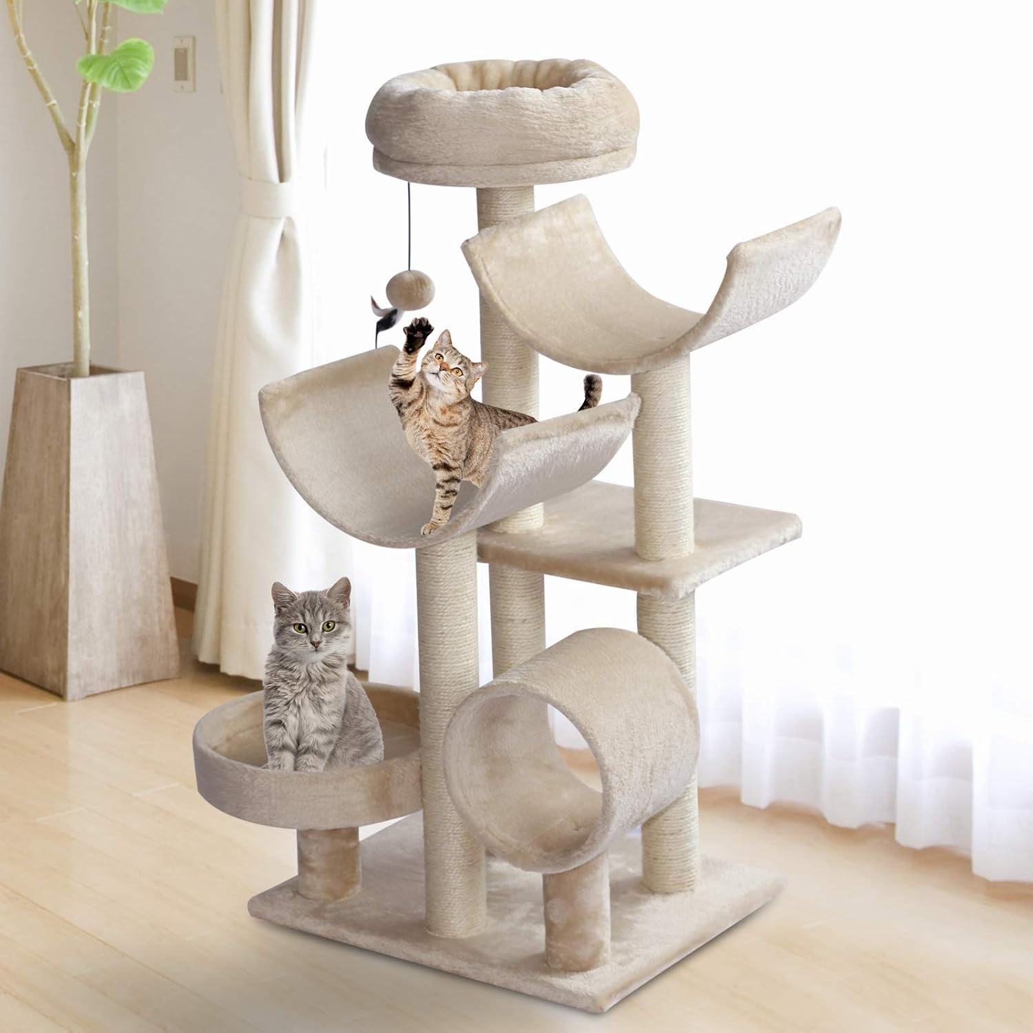 Pawhut Cat Tree Kitten Pet Scratching Post Perch Activity Center