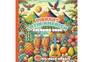 Coloring book inspired in Latin America and the Caribbean: Coloring pages with inspiring landscapes, animales, music drawings