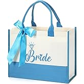 Sunnymove Bride Canvas Tote Bag Bridal Shower Gift Bag Wedding Gift with Bow for Bridesmaid Bridal Shower Supplies