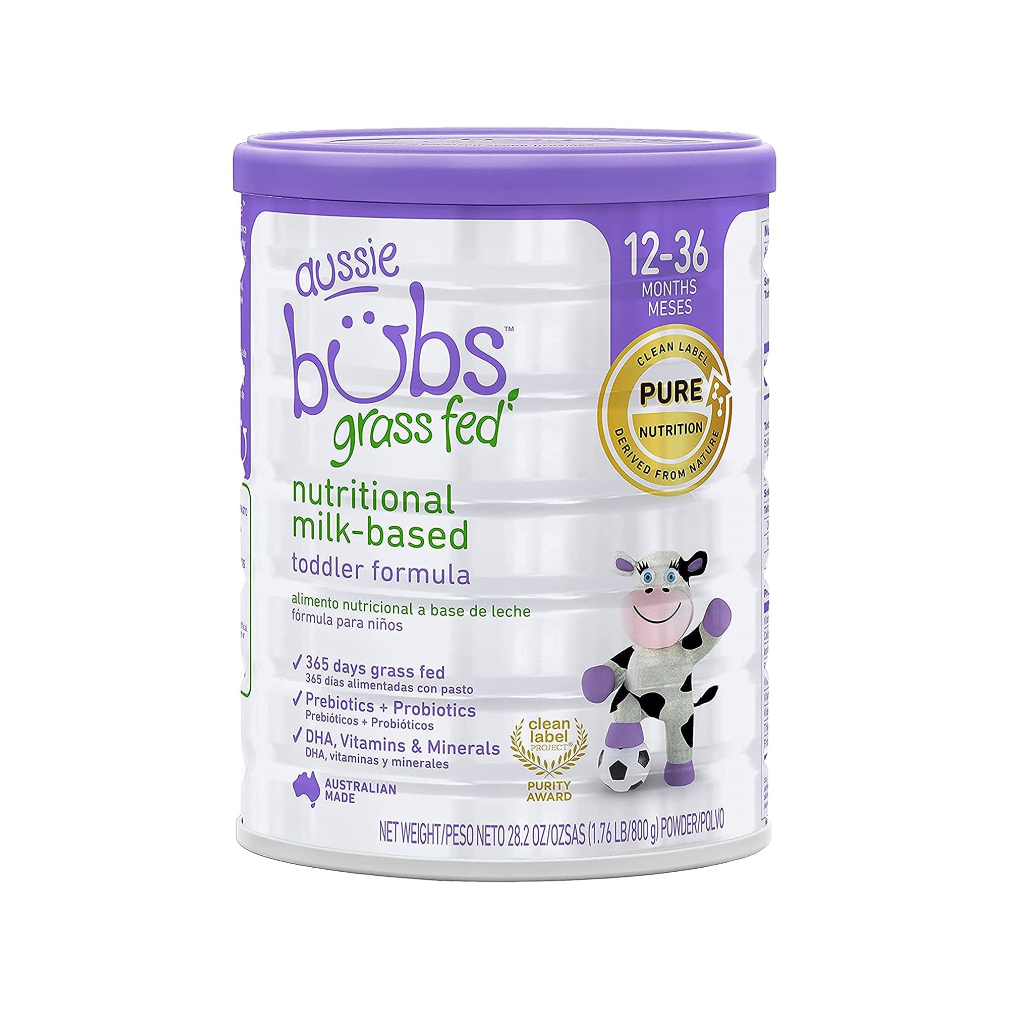 Aussie Bubs Grass Fed Nutritional Milk-Based Toddler Formula, For Kids 12-36 months, Made with Non-GMO Organic Milk, 28.2 oz