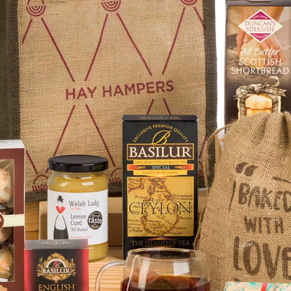 Tea Time Delights Tea & Biscuits Christmas Hamper Gift in a Reusable