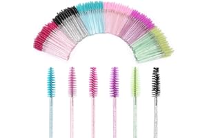 Elisel 300 PCS Disposable Mascara Brushes Crystal Eyelash Brushes Mascara Wands Applicator Eyelash Extensions Makeup Tools Eyebrow Brush (Crystal multicolor)