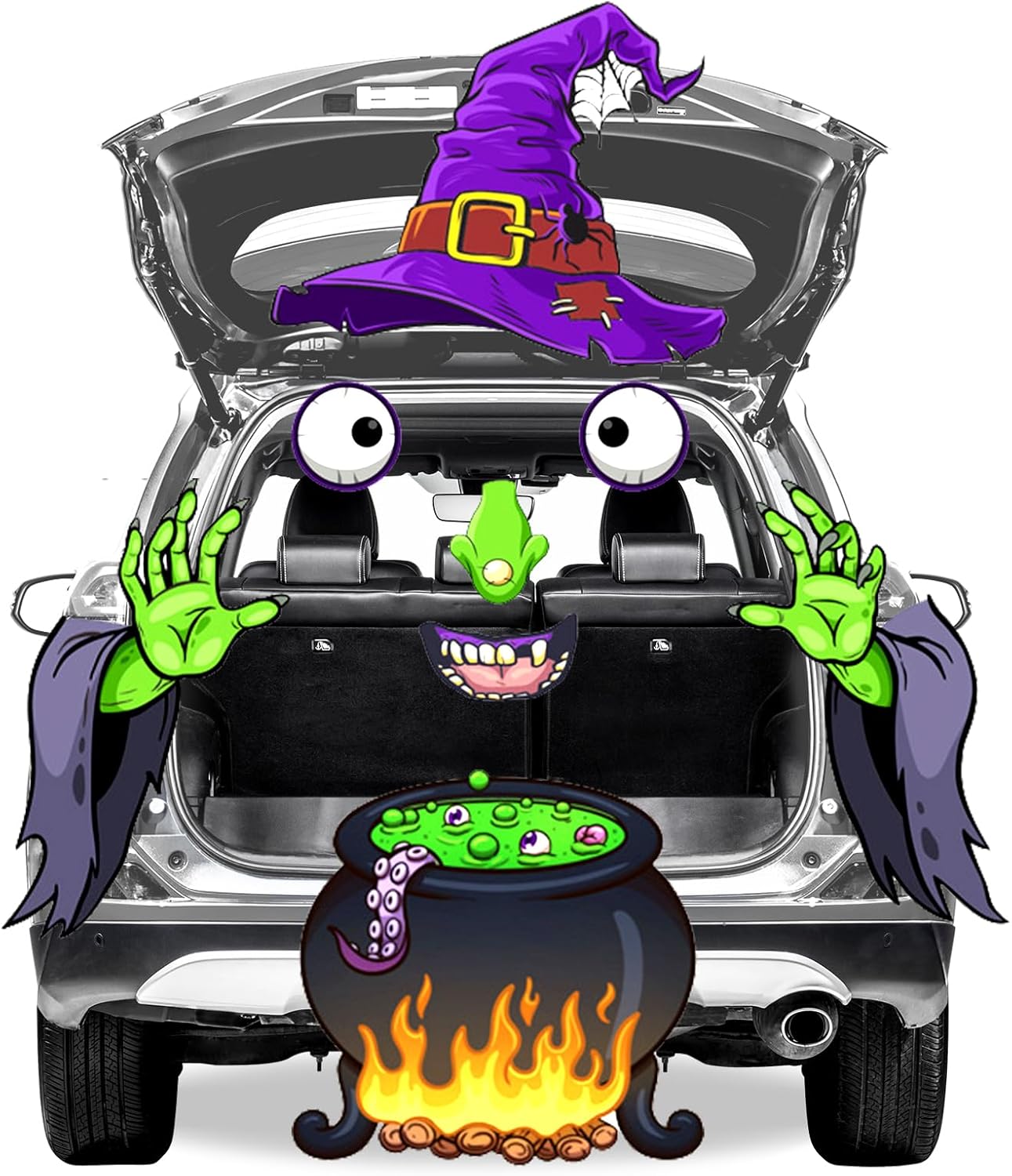 Garage Door Decorations - Halloween Trunk or Treat Car Decorations Kit for SUV, Large Witch Car Decor, Trunk or Treat Decorations Kit, Car Archway Garage Decoration, Party Supplies for Outdoor