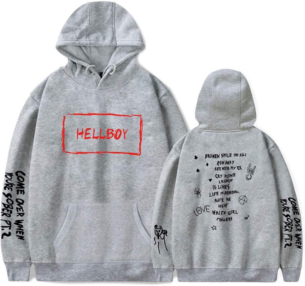 AWKingbf Unisex Hoodie Sweatshirt Lil Peep Hellboy Printed Pullover Teens Casual Hip Hop Pullover Fashion Hooded Sweatshirt S-4XL for Boy Girl