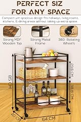 FEFE 3 Tier Rolling Kitchen Cart Rustic Wood Metal Wine Glass Rack 25kg view 7
