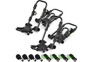 Soarify Folding Kayak Roof Rack Premium J-Bar for Canoe Carrier SUP Paddle Surfboard Mount on Car SUV and Truck Crossbar (2 Pairs)