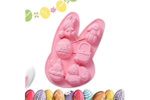 Easter Bunny Silicone Mold, 3D Easter Bunny Eggs Dessert Molds, Non-Stick Silicone Molds for DIY Chocolate Candy Muffin Handm