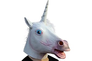 CREEPYPARTY Creepy Party Animal Mask Unicorn Mask Deluxe Novelty Halloween Costume Party Latex Animal Head Mask Unicorn Mask