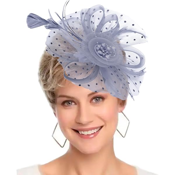Biruil Fascinators Hat Women Tea Party Beaded Veiling Derby  display picture 3