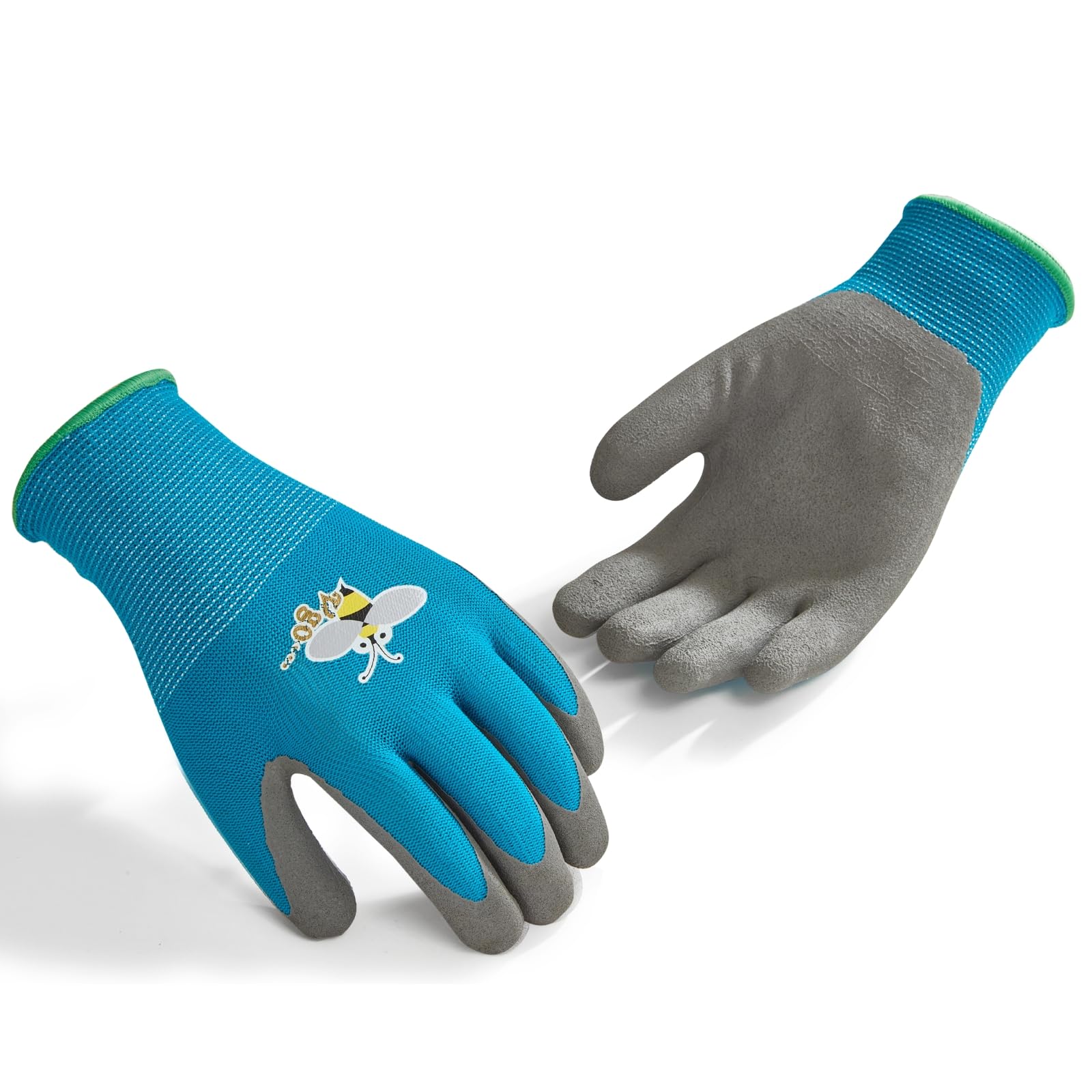 Vgo... Kids Gardening Gloves Utility, Children Working Garden Gloves Toddler Latex Coating for Boys&Girls Age 3-12 years, 1 pair