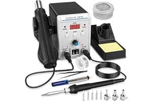 Soldering Iron Station, ILIBILIB 2-in-1 SMD Hot Air Rework Station 60W Digital Display Soldering Station Kit with 5 Replaceab