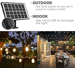 SUNTHIN Outdoor Solar String Lights, 48ft Solar