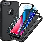 SunStory 3 in 1 for iPhone 6 Plus/7 Plus/8 Plus Case, Black | with Screen Protector,Military Grade Drop Protection,3-Layer Heavy Duty Full-Body Protective Phone Cover