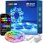 Lepro SE1 AI Led Strip Lights, Work with Alexa & Google, WiFi & Bluetooth Led Lights Strip for Bedroom, Personalized AI Light
