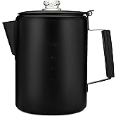 COLETTI Bozeman Black Percolator Coffee Pot &mdash; Camping Coffee Pot &mdash; America&rsquo;s Sleekest Percolator &ndash; NO Aluminum or Plastic [12 cup]