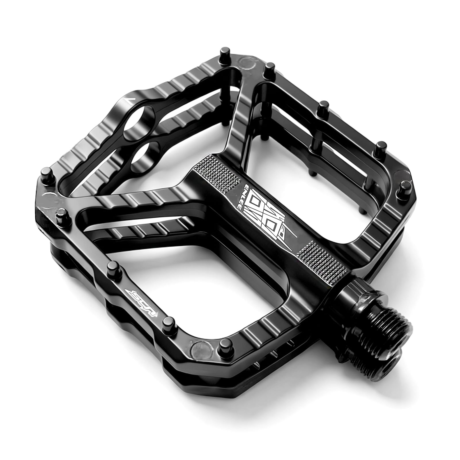 CNC Machined Aluminum MTB Pedals – High-Strength Cr-Mo Steel Spindle – Hybrid System with 1 Sealed Bearing + 1 DU Bushing – Anti-Slip 9/16" Universal Pedals for Mountain, BMX & Road Bikes