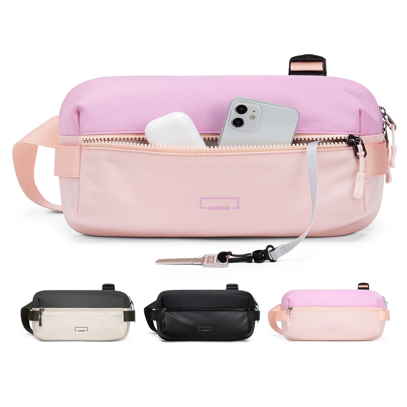 LABOMO Fanny Pack Crossbody Bag for Women, Water-resistant Sling Bag with Adjustable Strap, Fashion Waist Pack for Traveling Hiking