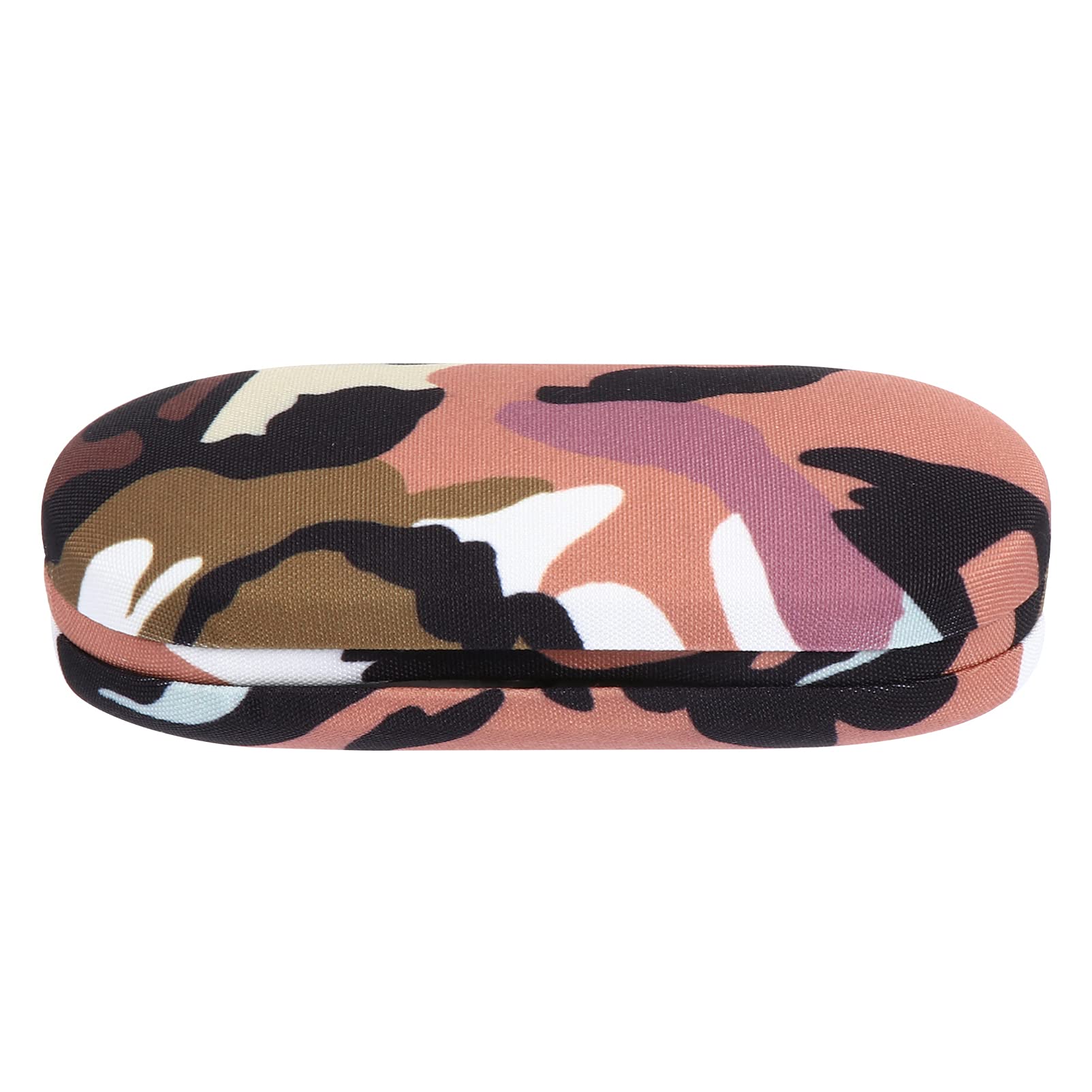 HEMOTON 2-in-1 Glasses Case Double-Layer Lens Holder with Built-in Mirror Camouflage Design Portable Eyewear Storage Box for Travel and Daily Use 6.30X2.83X1.57 Inch