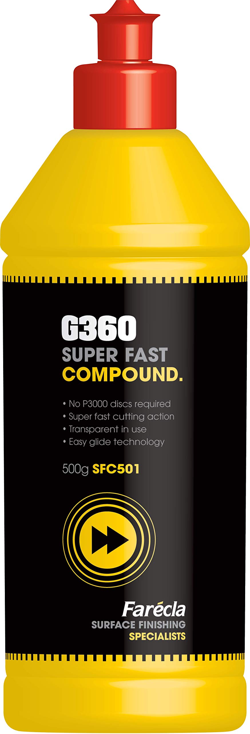 Farécla G360 Super Fast Compound 500g (SFC501) – Heavy Cut Liquid Compound for Cars, Removes P1500 Scratches, No P3000 Needed, Fast Cutting Action, Swirl-Free, High Gloss Finish, Permanent Results