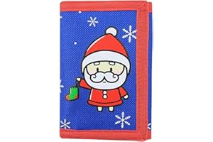 NEICY Trifold Canvas Outdoor Wallet for Kids, Cartoon Sport Wallets with Zippered Pocket, Christmas Gifts for Girls and Women (Santa Claus)