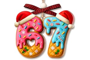 DEARSHINE 67 Ornament - 6 7 Christmas Ornament 2025 - Teens, Girls, Boys, Kids Christmas Ornaments, Stockings - Teen Girl Trendy Stuff - Funny Christmas Ornaments - Acrylic White Elephant, Exchange Idea Gifts