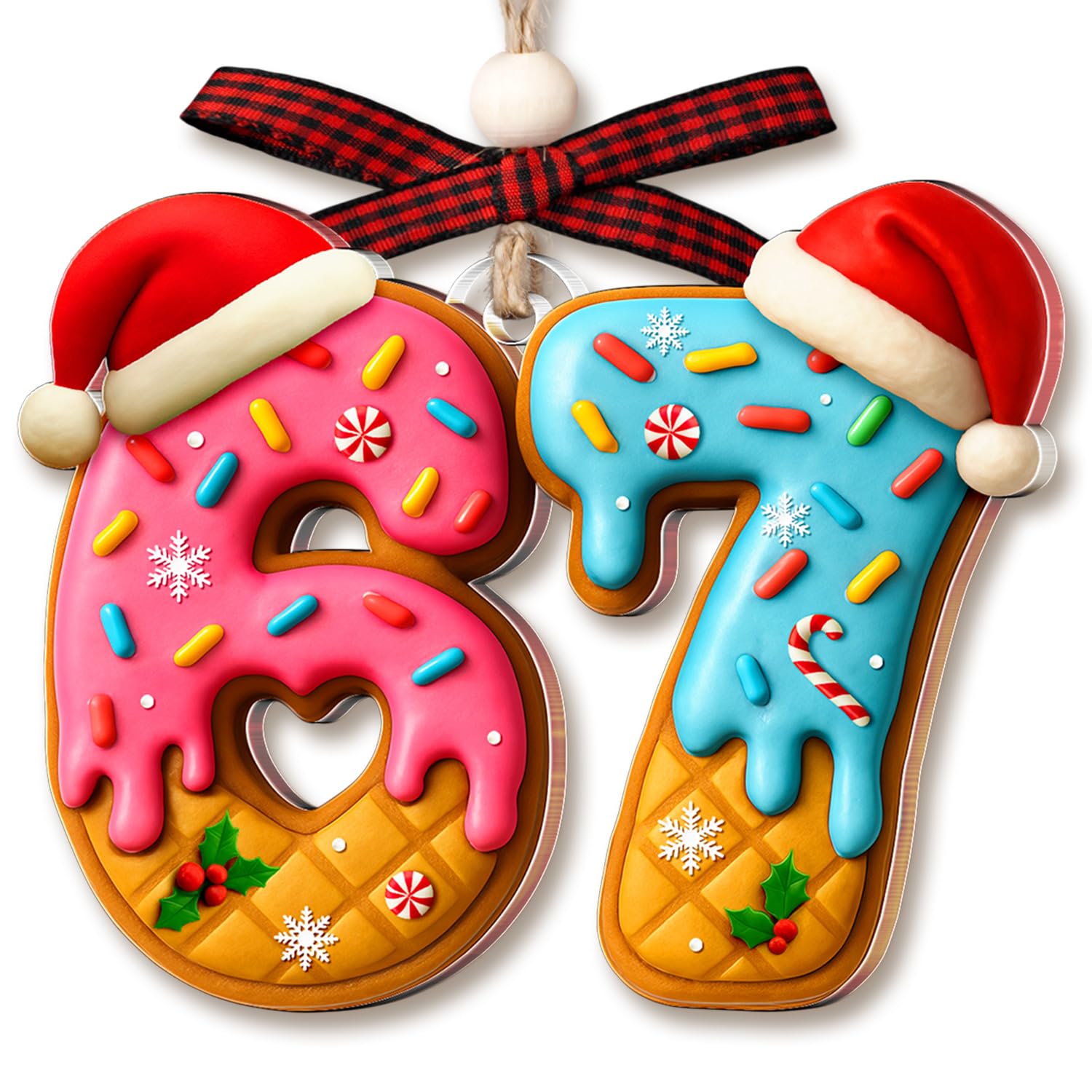 67 Ornament - 6 7 Christmas Ornament 2025 - Teens, Girls, Boys, Kids Christmas Ornaments, Stockings - Teen Girl Trendy Stuff - Funny Christmas Ornaments - Acrylic White Elephant, Exchange Idea Gifts