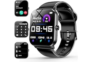 GANOPTERYGON Smart Watch, 1.85" Smartwatch for Men Women (Answer/Make Call), Heart Rate, Sleep Monitor, Pedometer, 120+ Sport Modes Activity Tracker, IP68 Waterproof Fitness Watch for Android iOS (Black)