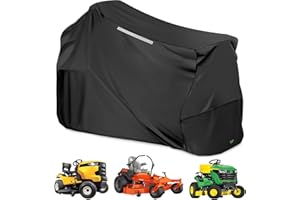 Premium Riding Lawn Mower Cover, Elechomes Heavy Duty 600D Polyester Oxford UV Protection Waterproof Windproof Universal Fits Decks Up to 60" Lawn Mower Dust Covers with Storage Bag 82.5x46x55 Inch