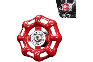 Anyhut Metal Push Start Button Cover, One-Button Start Car Shift Knob Rotary Decor, Classic Retro Valve Handwheel Design Engine Start Stop Button Cover Protector, Universal for Most Cars (Red)