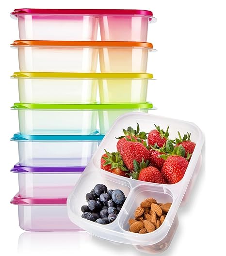 Juego de 7 recipientes de plástico reutilizables con tapas ...