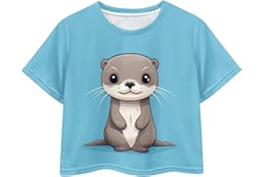 Fishoutleap Girls Fashion Crewneck Tee Shirts Casual Short Sleeve Crop Top Summer Clothes 5-14 Year