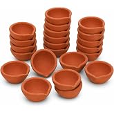 Diyas for Puja Clay Diya Diwali Diyas - Diyas for Pooja with Cotton Wicks [40 Pcs] Mitti Earthern Terracotta Diya - Diwali Decoration Indian Gift Items Hashcart&reg;