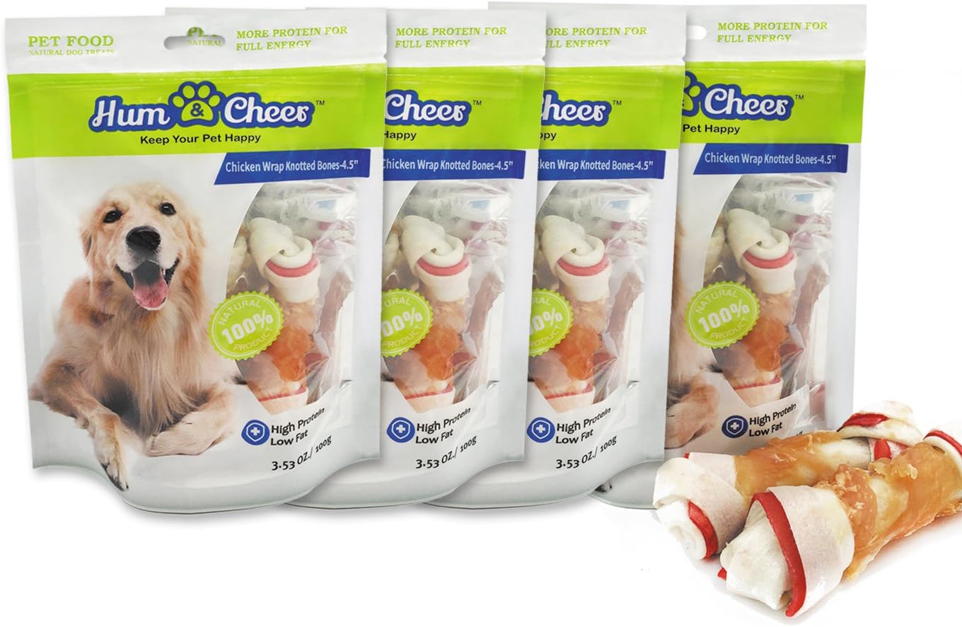 Hum Cheer Dog Treats Puppy Training Snacks,Chicken Wrap Knitted Bones