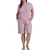 Karen Neuburger Women's [Plus Size] Girlfriend Sleeve Top and Bermuda Short 2-Piece Pajama Set