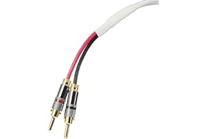 Blue Jeans Cable Ten White Speaker Cable, with Welded Locking Bananas, 8 Foot (Single Cable - for one Speaker); Assembled in 