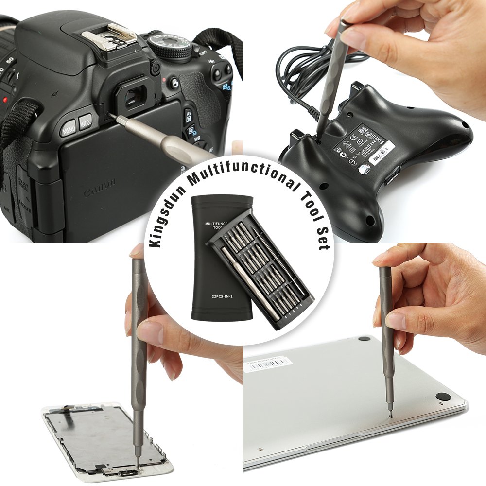 Kingsdun Small Screwdriver Set, 22 in 1 Precision Screwdriver Bit Set with Torx Pentalobe Phillips Flathead and Triwing Magnetic Driver Bits for Eyeglasses, iPhone,Macbook,Xbox & Computer