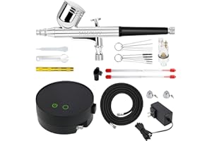 TALERLUV Adjustable Airbrush Compressor Kit - 3 PSI Settings up to 30 PSI, Dual Action Airbrush with Multiple Nozzles and Accessories for Painting, Model Spray, Nail, Makeup, Cake Decoration & Tattoo
