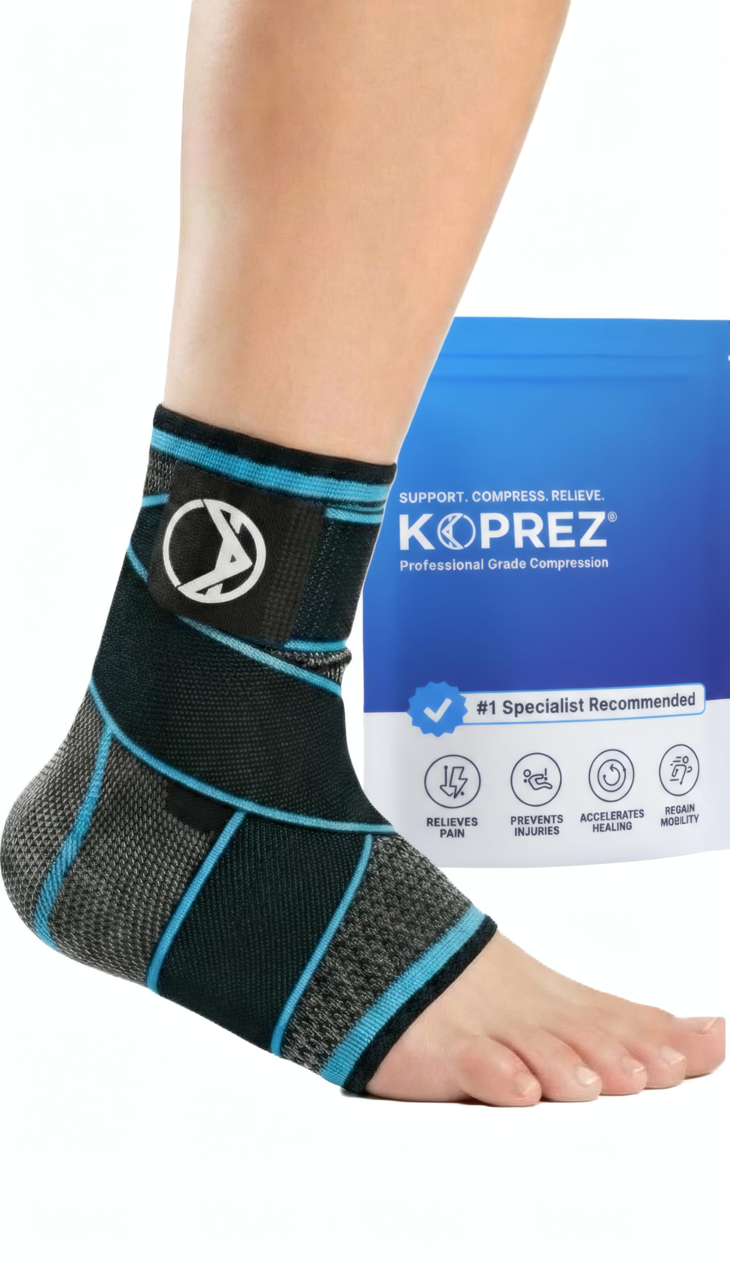 Photo 1 of Koprez Plantar Fasciitis Sleeve - Plantar Fasciitis Relief, Plantar Fasciitis Socks, Ankle Compression Sleeve, Ankle Support for Women, Plantar Fasciitis Brace, Ankle Sleeve, Ankle Support Men