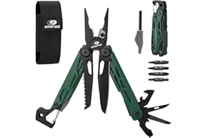 MOSSY OAK 27-in-1 Multitool, Premium Stainless Steel Multi Tool Pocket Knife, Screwdriver Sleeve with 4Pcs Alternative Bits, 