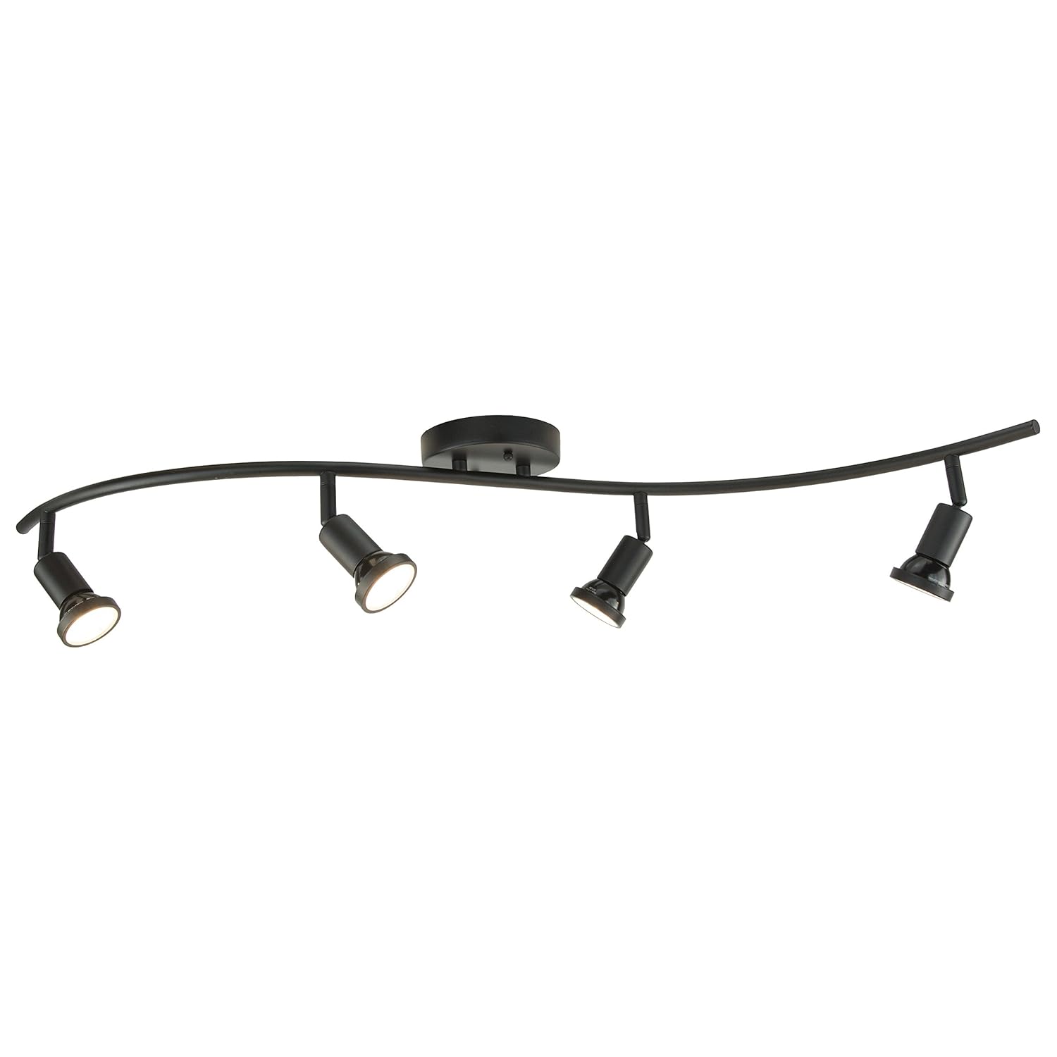 DND 4-Light Adjustable LED Track Lighting Kit - Curved - GU10 Bulbs Included. CE20014-LED-BZ (Black LED)