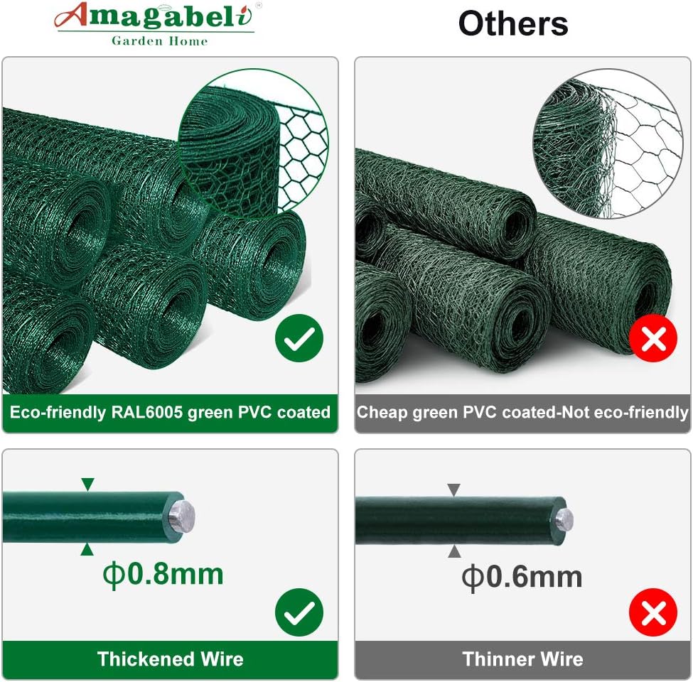 Amagabeli PVC Coated Chicken Wire 1.0M X 25M, Pvc Green, 1Mx25M | 25mm - Image 4